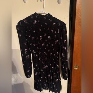 Wild Fable Black Dress with Pink Floral Design